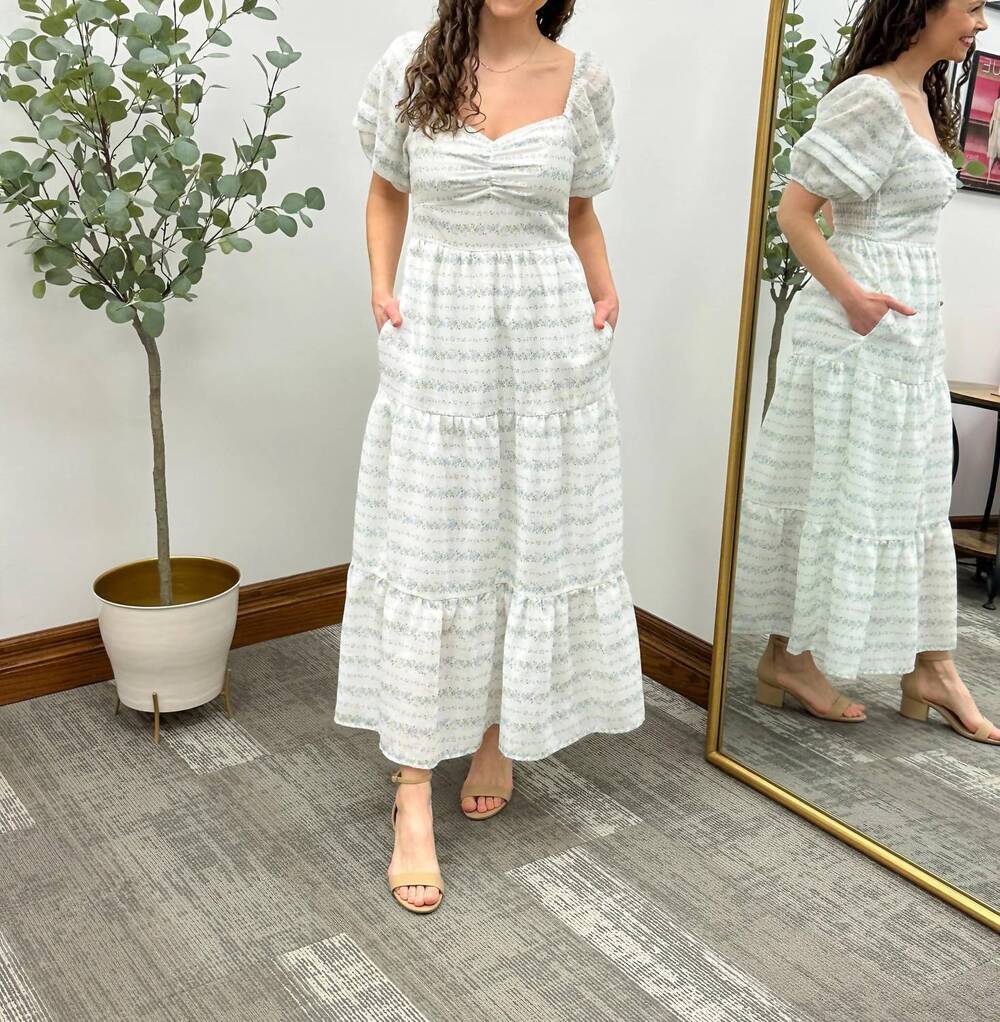 NEW WELLMADE floral print maxi dress in white